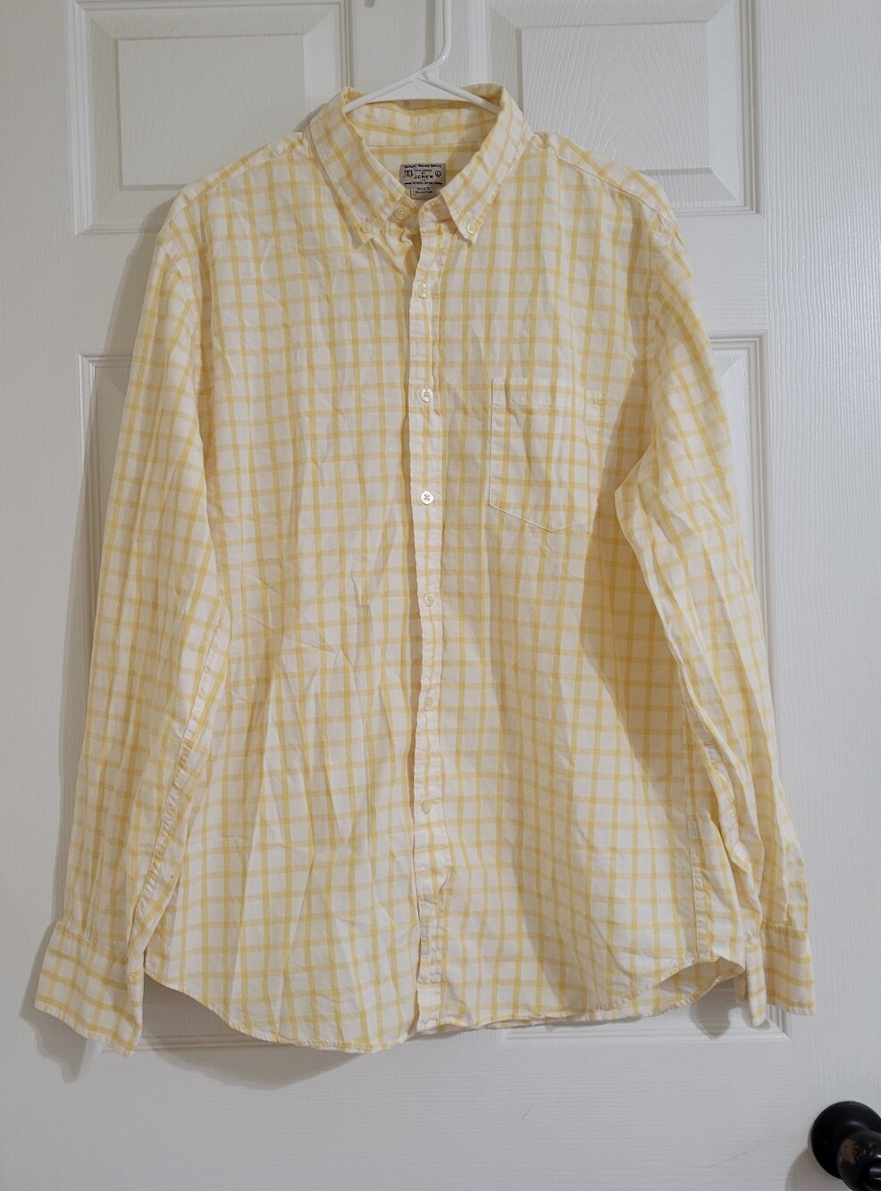 J Crew Men's Butter Yellow Plaid Button-Down Shirt